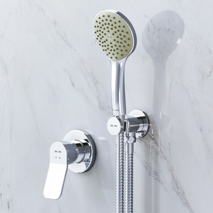 Набор: смеситель для душа, душевой набор и шланговое присоединение AM.PM X-JOY FB85A2H000