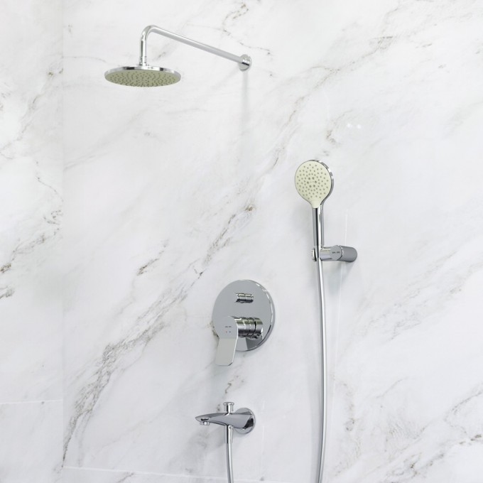 Набор: смеситель для ванны и душа, верхний душ с держателем и душевым набором AM.PM FB88A10020