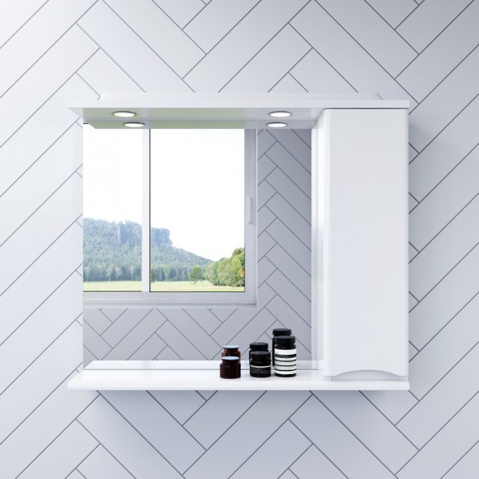 Зеркальный шкаф с подсветкой 65 см, правый, белый глянец AM.PM LIKE M80MPR0651WG